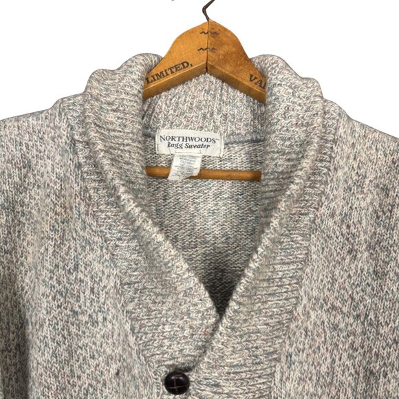 Vintage Northwoods Ragg Sweater | Neutral Shawl Collar Pullover | 80s Cabin Core - Picture 4 of 7